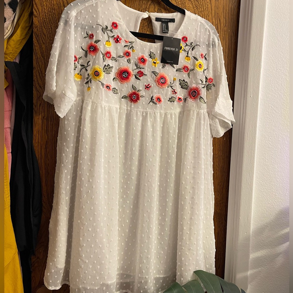 Embroidered babydoll dress